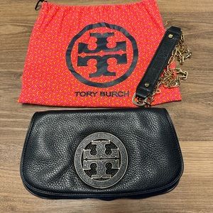 Tory Burch ‘Amanda’ Black Leather Crossbody/Clutch Bag